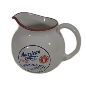 At Home Dairy Delights Handled Milk Crock Jug Vintage